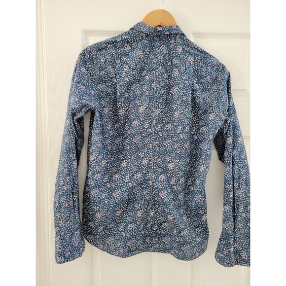 Frank and Eileen The Barry Shirt Blue Floral Button front top shirt size Small - Picture 3 of 7